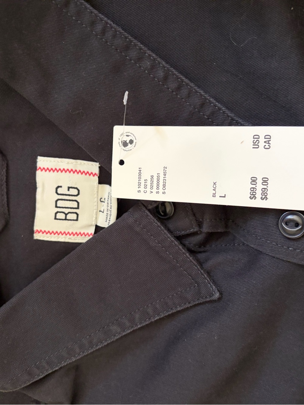 Urban Outfitters BDG Men's Black Solid cotton shirts Size L